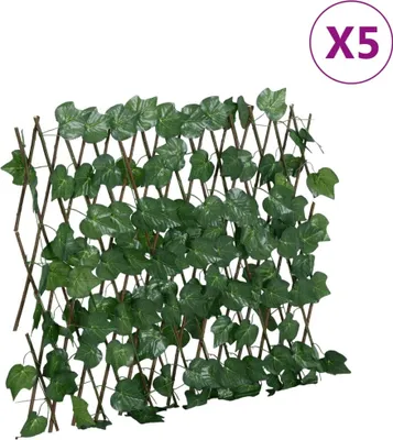 Produktbild von Design Rankgitter mit Künstlichem Weinlaub 5 Stk. Erweiterbar 190x60cm, Drahtzäune 2024 Neu
