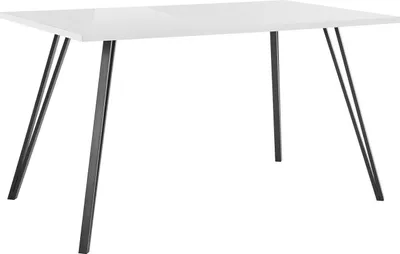 Immagine prodotto di Tavolo da pranzo Jennifer - bianco lucido - struttura a V in metallo - dimensioni 140 x 80 x 76cm