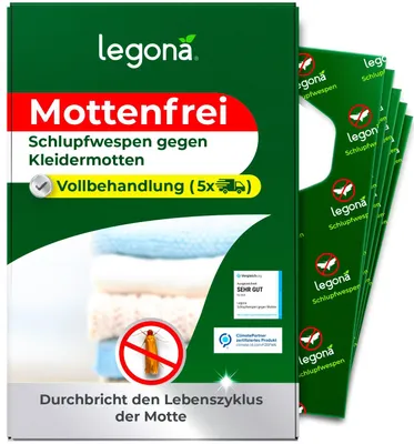 Produktbild von Legona Schlupfwespen gegen Kleidermotten - 25 Träger à 5 Lieferungen