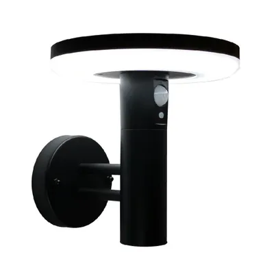 Produktbild von LED Solarleuchte mit Bewegungsmelder Wandleuchte Wandlampe Edelstahl Schwarz