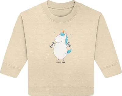 Produktbild von Mr. & Mrs. Panda Organic Baby Pullover Einhorn Fitness 6. - 12. Monat - Natural Raw - Geschenk, Bullover, Fitnessstudio, Einhörner, Sport, Gym, Unicorn