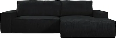 Produktbild von Ecksofa mit Schlaffunktion - Ecke rechts - Cord - Schwarz - AMELIA