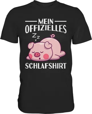 Produktbild von Offizielles Schlafshirt Nachthemd Schlafanzug Pyjama Schweinchen T-Shirt – Black / 4XL