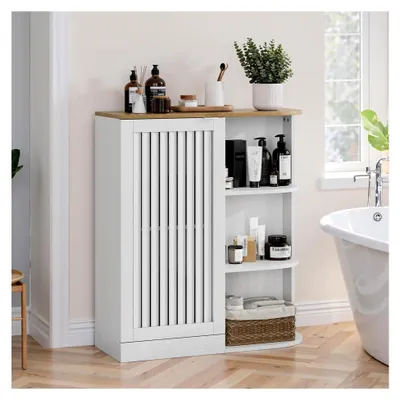 Produktbild von Eckschrank mit offenen Fächern und verstellbaren Regalen für Badezimmer, Küche und Wohnzimmer