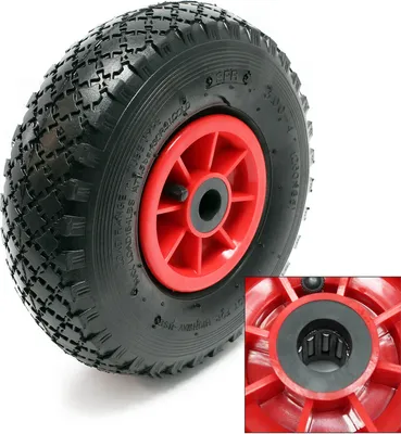 Produktbild von Wiltec 2x Rad 3.00-4 85 x 260 mm 90 kg, HT2046 Schubkarren Komplettrad mit Kunststofffelge, Winkelventil, Luftreifen für Sackkarre, Bollerwagen u.a .