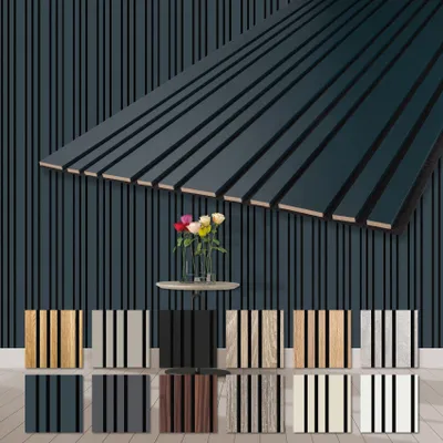 Produktbild von HEXIM Akustikpaneele 2 Stück 278x60cm Holz Mila - flexible Holzpaneele Platten Wandpaneele Wanddeko Kombipaneel Wandverkleidung Schalldämmung Akustikfilz blau (3.34m² Ocean)