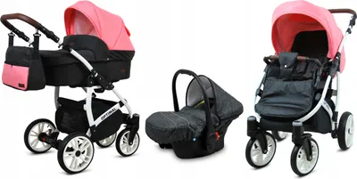 Obrázek produktu pro BabyLux® Optimal | Kocárek 3v1 Set | Black Coral | Kombinovaný kocárek | Sada kocárku | Bugg