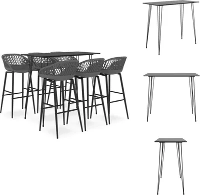 Image de vidaXL Ensemble de bar 7 pièces noir et gris - Salle à manger