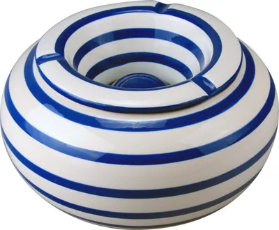 Produktbild von Aschenbecher Sturmaschenbecher im maritimen Look blau weiß XXL "Admiral" Ø 23cm