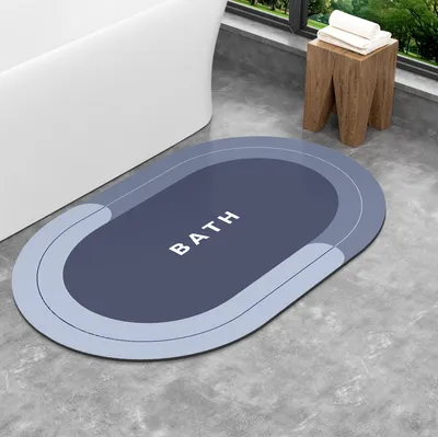 Image de Tapis de bain antidérapant, tapis de douche, 40 x 60 cm, absorbant, antidérapant, lavable, tapis de bain/douche très absorbant, séchage rapide (bleu, 40 x 60 cm)