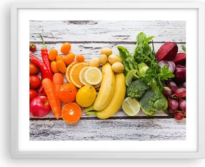 Produktbild von Gerahmtes Poster - Weißer Rahmen - Essen Gemüse Essen frisch - 50x40 cm - Wand Bild - Wanddeko - Wandbilder - Kunstposter - Wandposter - Bilderrahmen - Bilder - Kunstdruck - Wandbild - P2WAA50x40-2888