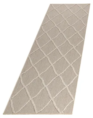 Imagen del producto de Alfombra rectangular, resistente a la intemperie, color beige, 80x250 cm, diseño bohemio