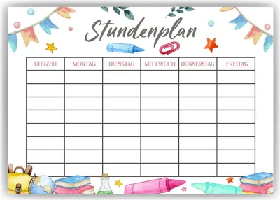 Produktbild von Schulkind Stundenplan Grundschule Einschulung Geschenk zum Schulanfang Schulkind – DIN A4 (21x29.7cm)