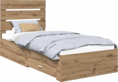 Image de Cadre de lit Chêne artisanal 100 x 200 cm Bois d'ingénierie