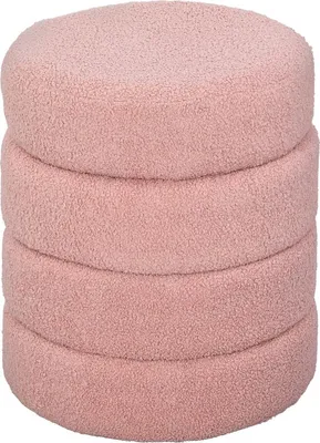 Produktbild von Fortuna Lai Hocker, rund, Teddyfleece, bis 120kg, Φ40x45H cm, Rosa