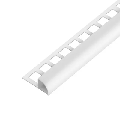 Obrázek produktu pro SP15/1 ukončovací lišta C, čtvrtoblouk, s vymezovačem, ACARA, PVC briliant bílá, 8 mm, 2,5 m