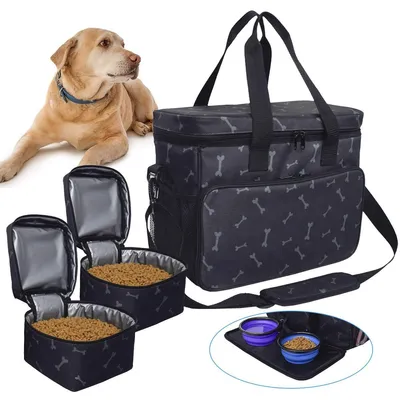 Produktbild von Hunde Reisetasche mit Fächern und Faltbarem Trinknapf