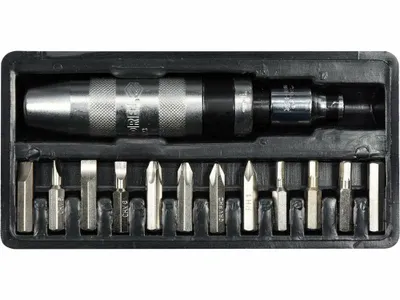 Produktbild von Vorel Chrom-Schlagschraubendreher + 12 Bits 65123