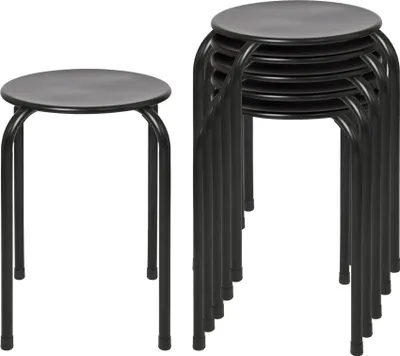 Produktbild von Harbour Housewares Stapelhocker aus Metall – Mattschwarz – 6er-Pack