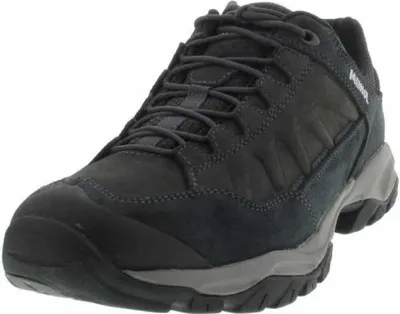 A single black and gray hiking shoe is shown from a side-angle against a white background.