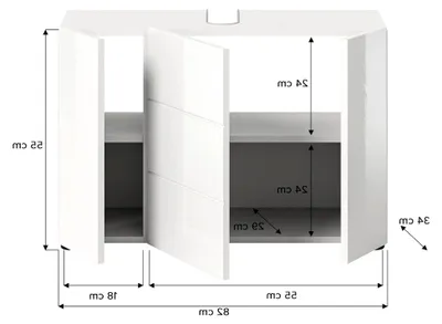 Produktbild von Waschbeckenunterschrank weiß Hochglanz Badezimmer Unterschrank 82 x 56 cm