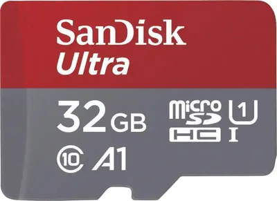 Produktbild von SanDisk Ultra, 32 GB, MicroSDHC, Klasse 10, 120 MB/s, Class 1 (U1), Grau, Rot