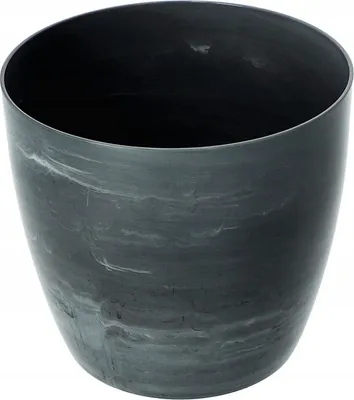 Image de KADAX Pot de fleurs "Agen", bac à plantes, bac à fleurs rond en plastique, 18 cm, marbre gris