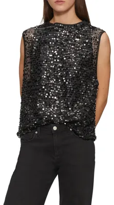 Produktbild von QS Damen 2150950 Blusentop Mit Pailletten, 9999_schwarz, 36 EU
