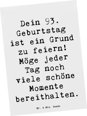 Produktbild von Mr. & Mrs. Panda Postkarte Spruch 93. Geburtstag Freude - Weiß - Geschenk, Lebensfreude, glückliches Leben, Geburtstagsspruch, Feiern, Grußkarte, Postkarten, bildkarte