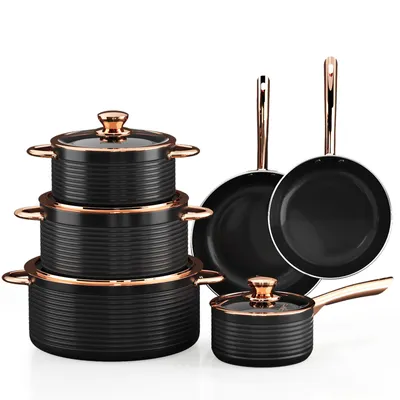 Produktbild von Topfset, HOMELUX 10tlg Induktions Töpfe Set, Aluminiumguss Kochtopfset, Keramik-Antihaftbeschichtung Pfannenset, Töpfe Set mit Deckel