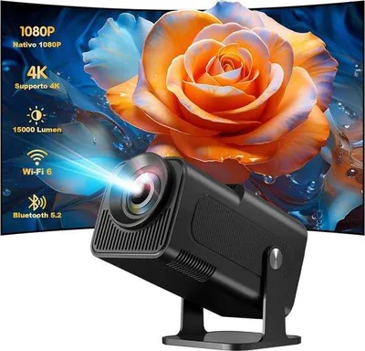 Immagine prodotto di Mini proiettore home cinema 4K con Android 11.0 - 500 ANSI lumen - Wi-Fi 6 e Bluetooth 5.2