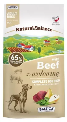 Zdjęcie produktu dla Baltica Natural & Balance M/L 3kg Sucha Karma z Wołowiną Dla Psów Średnich i Dużych Ras