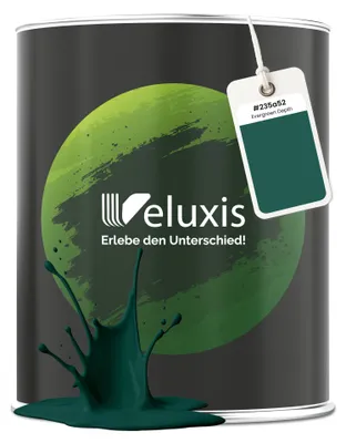 Produktbild von Wandfarbe Grün Dunkelgrün Matt Innenfarbe – Deckkraft Klasse 1, VOC-frei, Ohne Grundierung, Tropfarm – Wohnzimmer & Schlafzimmer – 1L – Veluxis (Evergreen Depth)