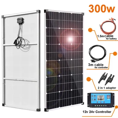 Immagine prodotto di Pannello solare - 300W - 12V - Sistema fotovoltaico - Monocristallino - Struttura in alluminio - Leggero e impermeabile