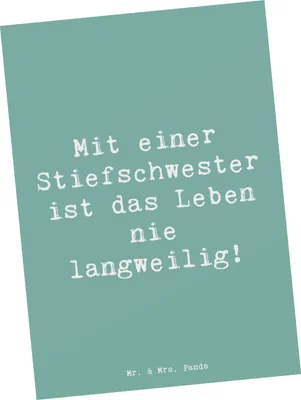 Produktbild von Mr. & Mrs. Panda Postkarte Spruch Stiefschwester Abenteuer - Meeresbrise - Geschenk, Weihnachten, Ansichtskarten, Familienleben, Fotokarte, Lebensfreude, Grußkarte, Liebe
