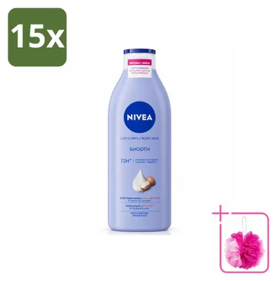 Productafbeelding van 15 x Nivea Smooth Body Lotion met sheaboter voor de droge huid - 400 ml - Voordelige verpakking - 15 stuks