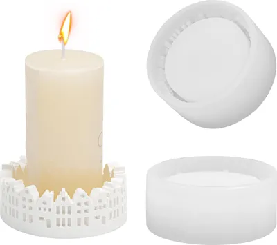 Produktbild von Silikon Gießform Schale Häuserrand, Kerzenform Ø 9x4 cm, für Gips, Beton, Wachs, DIY Handwerk & kreative Geschenkideen