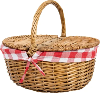 Produktbild von Picknickkorb – Grosser, Robuster Picknickkorb Aus Weidengeflecht, Rot, Mit Griff