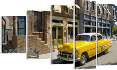 Produktbild von Bild auf Leinwand - Leinwandbild - Amerikanisches auto klassisch stadt - 100x60cm - Wand Bild - Wanddeko - Leinwanddruck - Bilder - Kunstdruck - Leinwand bilder - Wandkunst - EG100x60-2569