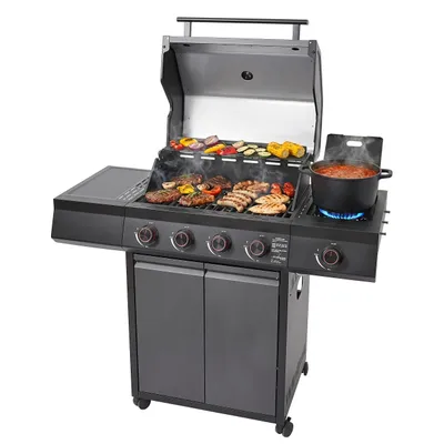 Zdjęcie produktu dla Grill gazowy Ogrodowy ŻELIWNY LEHMANN CHICAGO 4+1 nierdzewny 15 kW +szafka na butlę