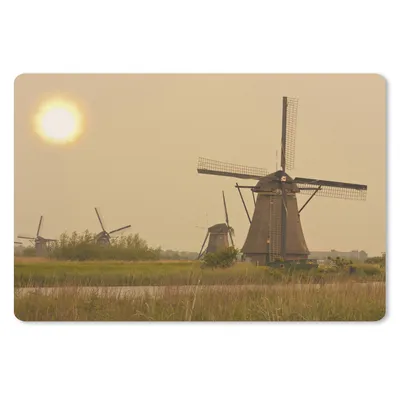Produktbild von MuchoWow® Schreibtischunterlage Mühle - Sonne - Niederlande 60x40 cm - XXL Mauspad - Großes Mauspad