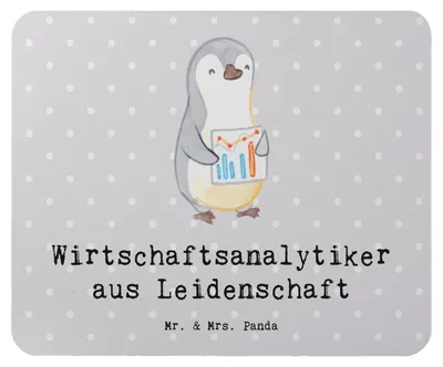 Produktbild von Mr. & Mrs. Panda Mauspad Wirtschaftsanalytiker Leidenschaft - Grau Pastell - Geschenk, pc mousepad, Mouse Pad, computer, mousematte