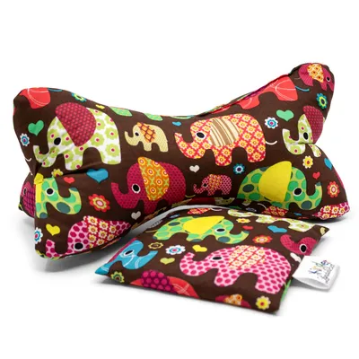 Produktbild von Leseknochen  inkl. Kirschkernkissen "Elefant-braun" 30 x 14cm Buchkissen Nackenkissen Reisekissen Kuschelkissen