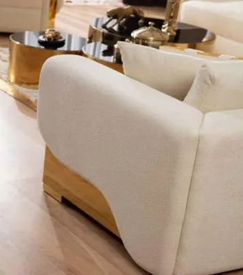 Produktbild von Design Einsitzer Sessel Textil Wohnzimmer Lounge Metall Luxus Design Sofa Möbel