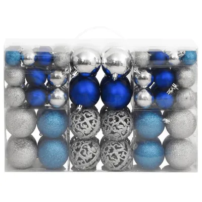 Imagen del producto de vidaXL Adornos navideños para árbol, 100 unidades, azul y plateado, de 3/4/6 cm