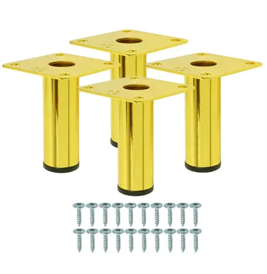 Produktbild von Stahl Möbelbeine rund 7,5 cm, Set mit Schrauben, gold, 4 Stück