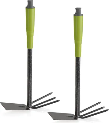 Produktbild von com-four® 2x Doppelhäckchen, Gartenwerkzeug, 2 in 1 Hacke für Unkrautentfernung