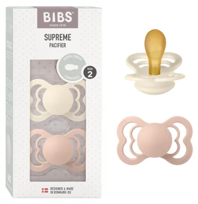 Immagine prodotto di BIBS Supreme ciucci in gomma naturale, confezione da 2 pezzi - taglia 2 Ivory / Blush