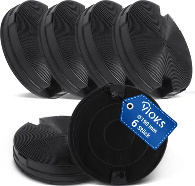 Produktbild von Kohlefilter Set 6x Bauknecht 481249038013 Type29 Filter 190mmØ für Dunstabzugshaube
