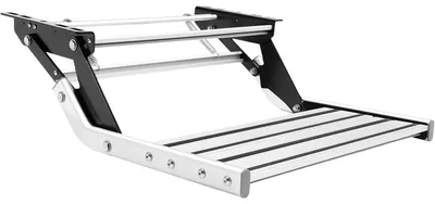 Obrázek produktu pro Nástupní stupeň pro obytné vozy – manuální, výklopný – hliník – nosnost 150 kg – pro karavany, obytné vozy – stříbrná barva